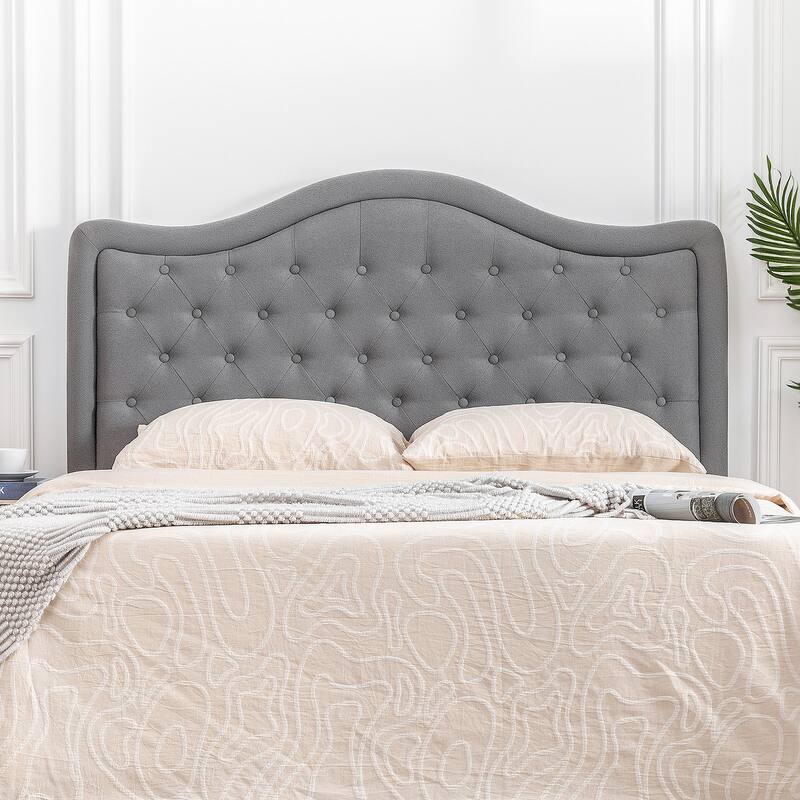Adeco Queen-Sized Headboard with Adjustable Metal Legs - Grey
