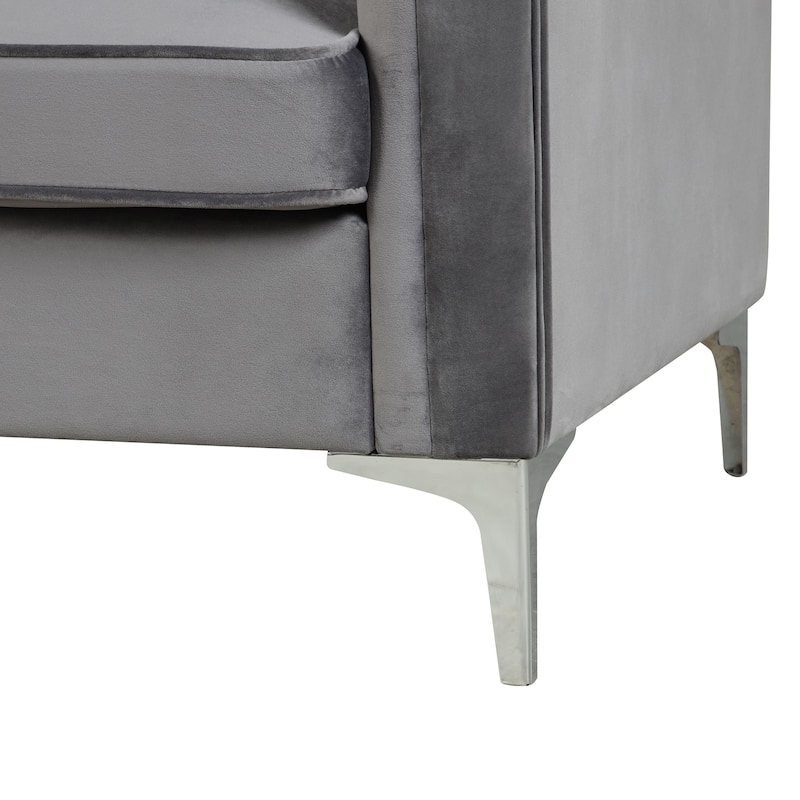 Morden Fort Modern 2 Pieces of Chair and Loveseat Set with Dutch Velvet Grey, Iron Legs