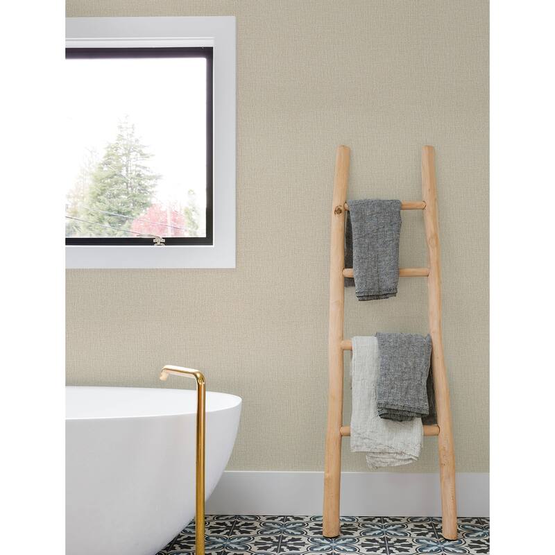 Chesapeake Sonia Beige Faux Linen Wallpaper