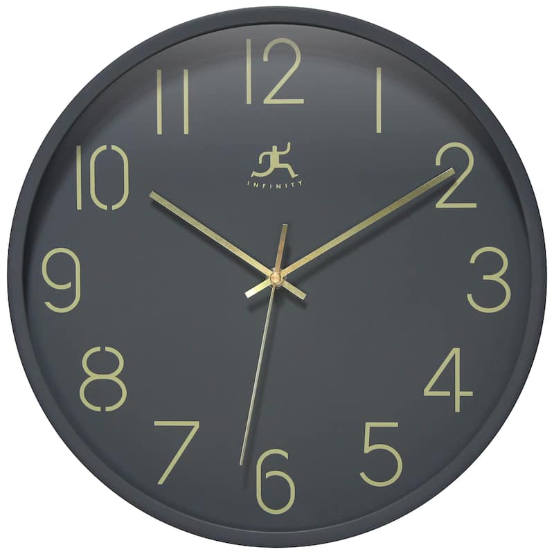 Stencil Number Clock - 14 in. - Dark Grey