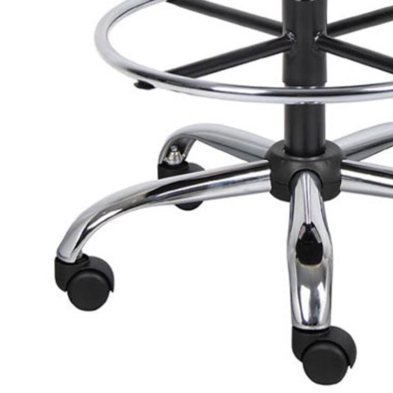 Fea Medical Drafting Stool, Round Black Vinyl, Chrome Footring