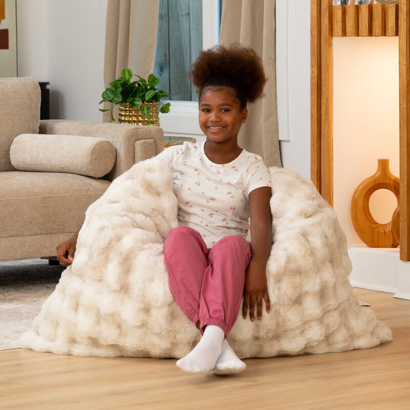 Raven-Symoné Home Pillow Saxx Jr Crash Puff, Giant Floor Pillow & Synthetic Fur Bean Bag Lounger
