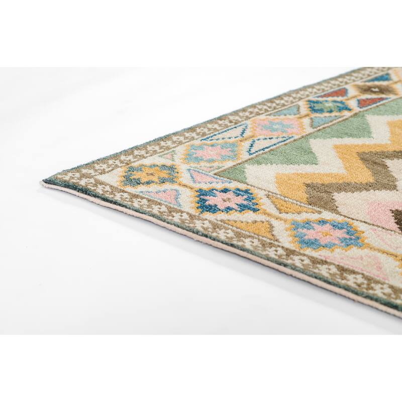 Momeni Nomad Hand Knotted Wool Geometric Area Rug.