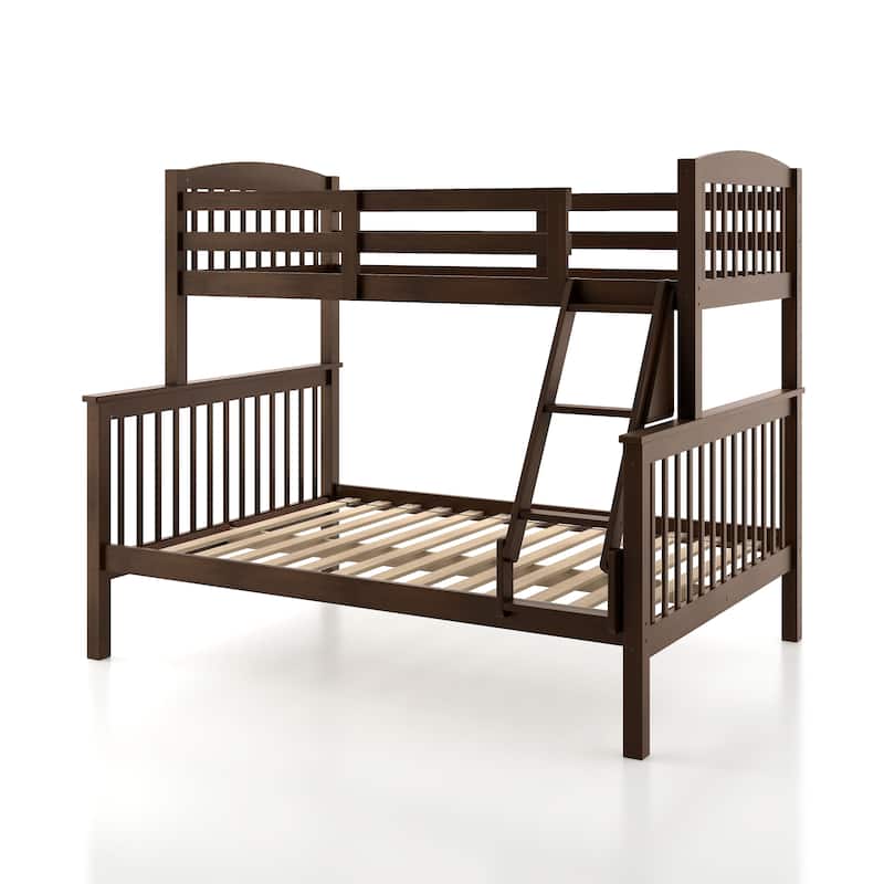 Furniture of America Hayes Twin over Full Solid Wood Detachable Bunk Bed with Ladder