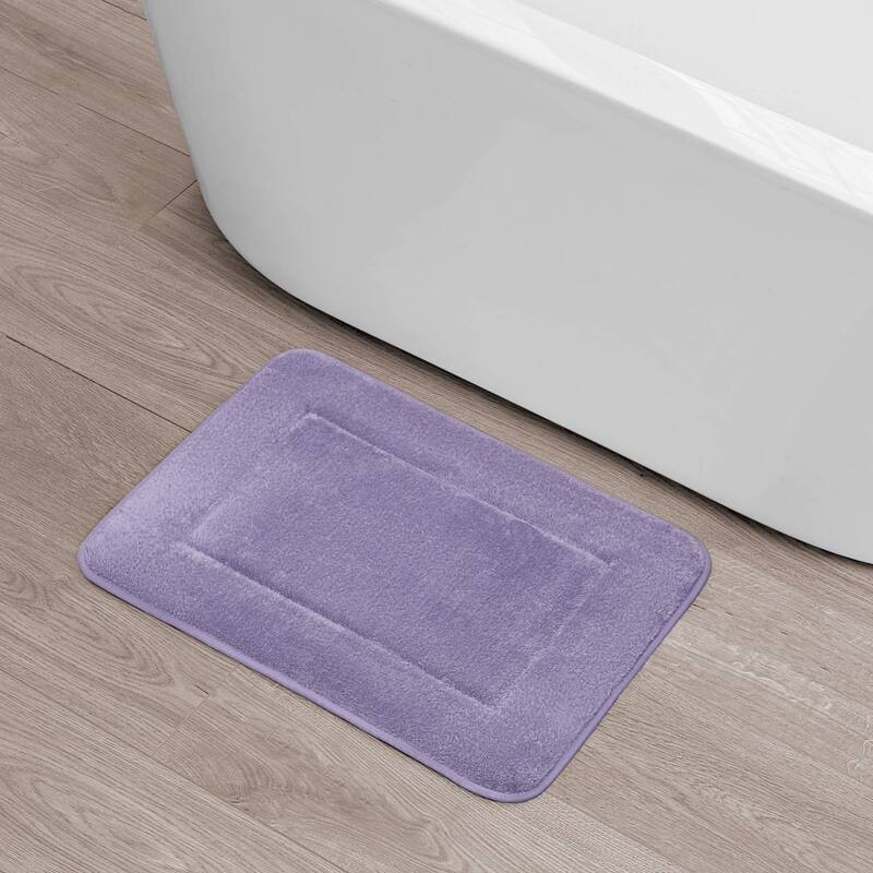 Oliver Brown Terry Memory Foam Bath Mat - 17 x 24 - Wisteria Purple