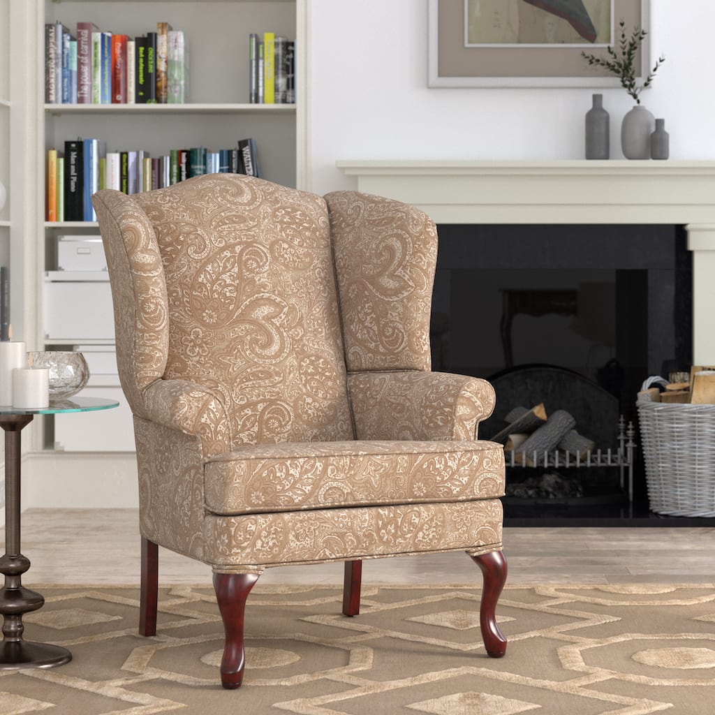 Elaina Paisley Wingback Queen Anne Accent Chair by Greyson Living