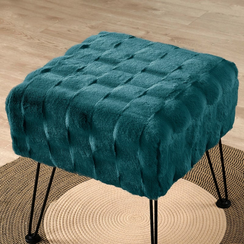 Home Soft Things Brick FauxFur Stool Soft Ottoman Furry Padded Seat