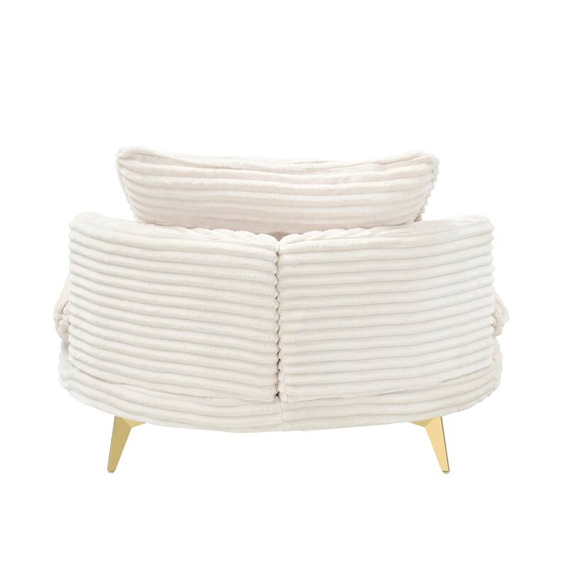 Comfortable Upholstered Armless Chair with Ottoman