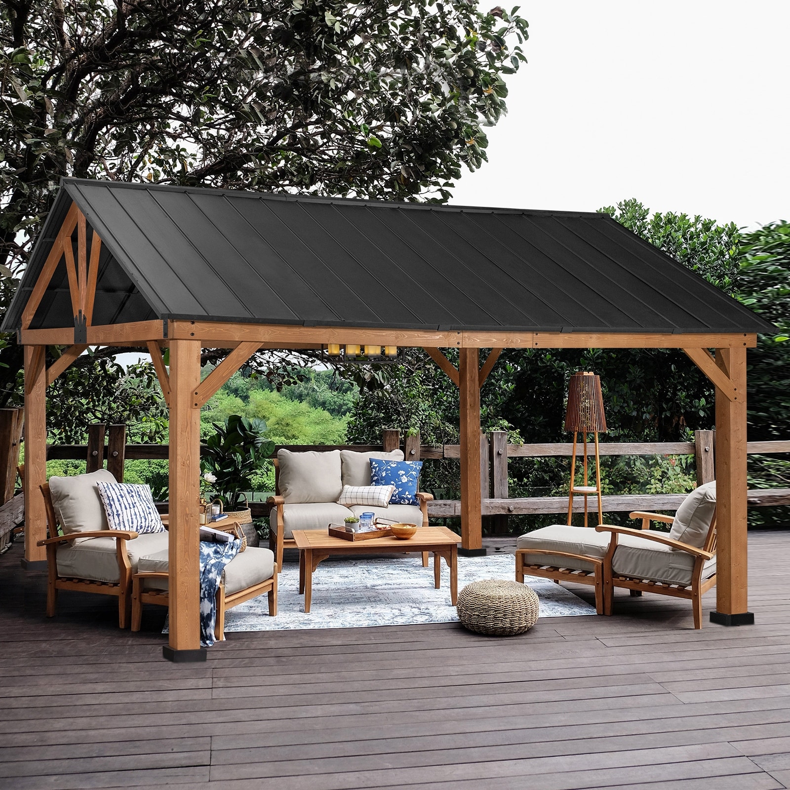 Cozywor Outdoor Hardtop Gazebo Seats 10-12, Built-in Hook Design