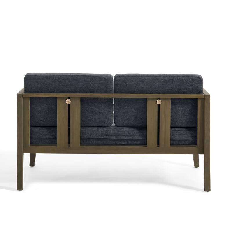 Outdoor Teak Solid Wood Patio Furniture Set Loveseat Armchair Table Collection