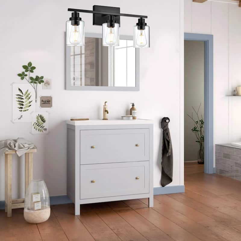 Modern Bathroom Lights Fixture 3-Lights Vanity Lighting - black