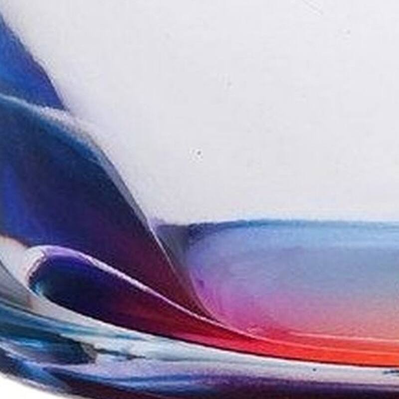 HomeRoots Set of Four Rainbow Geometric Acrylic Stemless Whiskey Glass - 3.50 in. x 3.93 in. x 3.50 in.