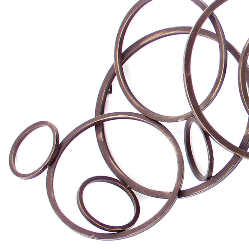 Industrial Style Metal Wall Decor with Multiple Circles, Bronze