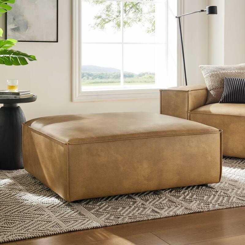 Restore Vegan Leather Modular Ottoman - Toast