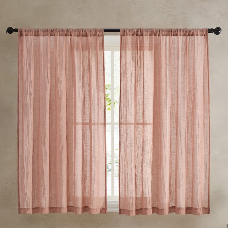 French Connection Charter Crushed Rod Pocket Window Curtain Pair - 50" x 63" - Rust