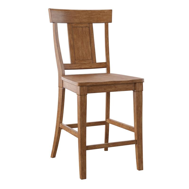 Eleanor Panel Back Wood Counter Chair (Set of 2) by iNSPIRE Q Classic - Oak