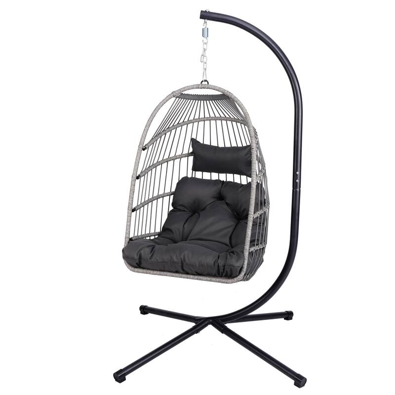 HDPE Egg Hanging Chair with Stand & Cushion