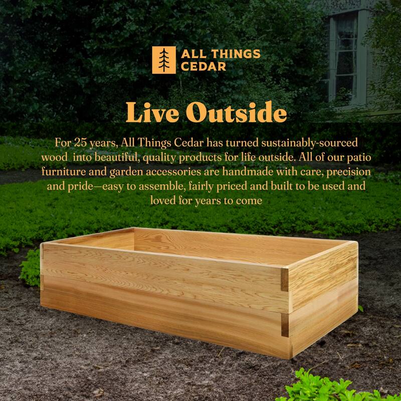 All Things Cedar 4x2 Ft Elevated Garden Box with Stackable and Expandable Design - 48.4