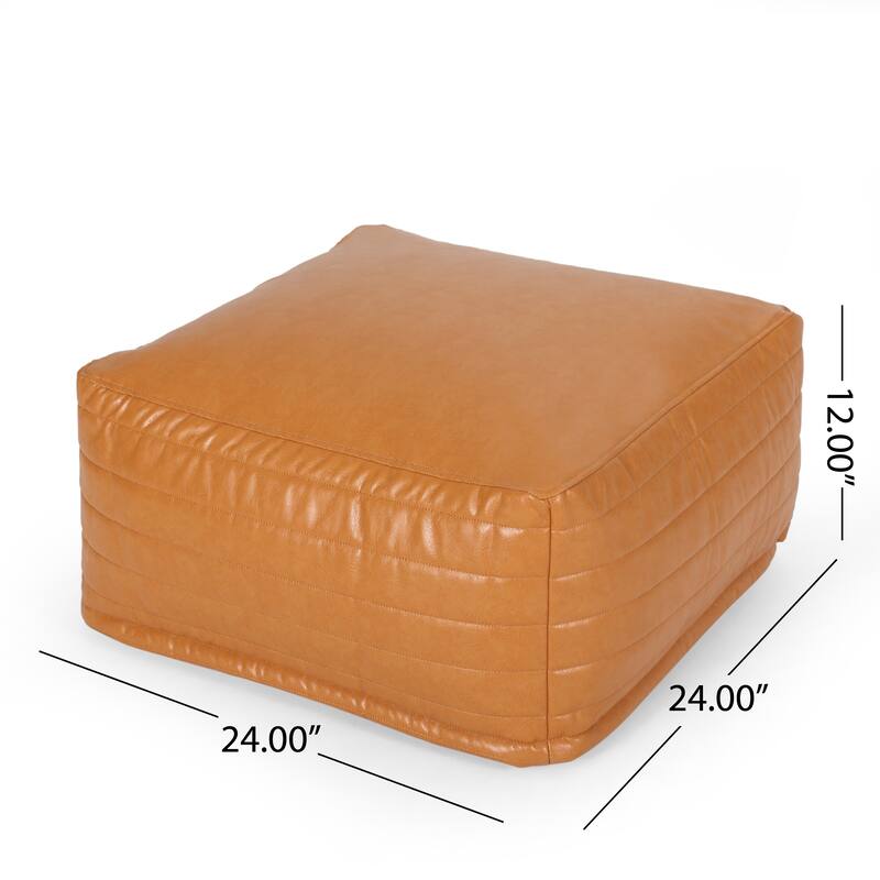 Stylish look Faux Leather Rectangle Pouf Easy to maintain - Orange - Large