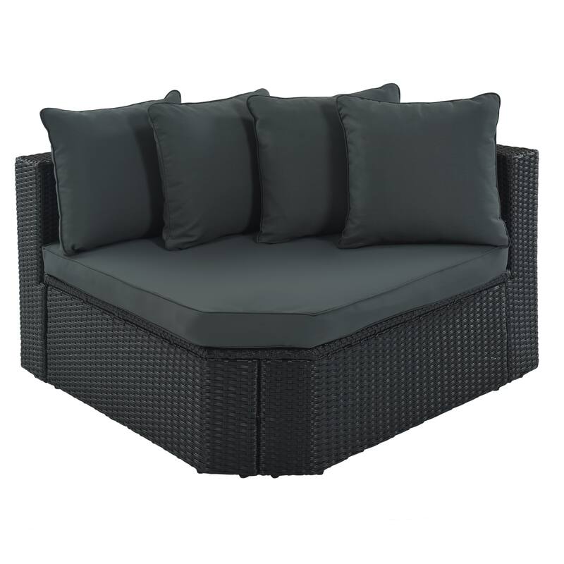 Gray 7-Piece All-Weather PE Wicker Outdoor Conversation Modular Sofa Set