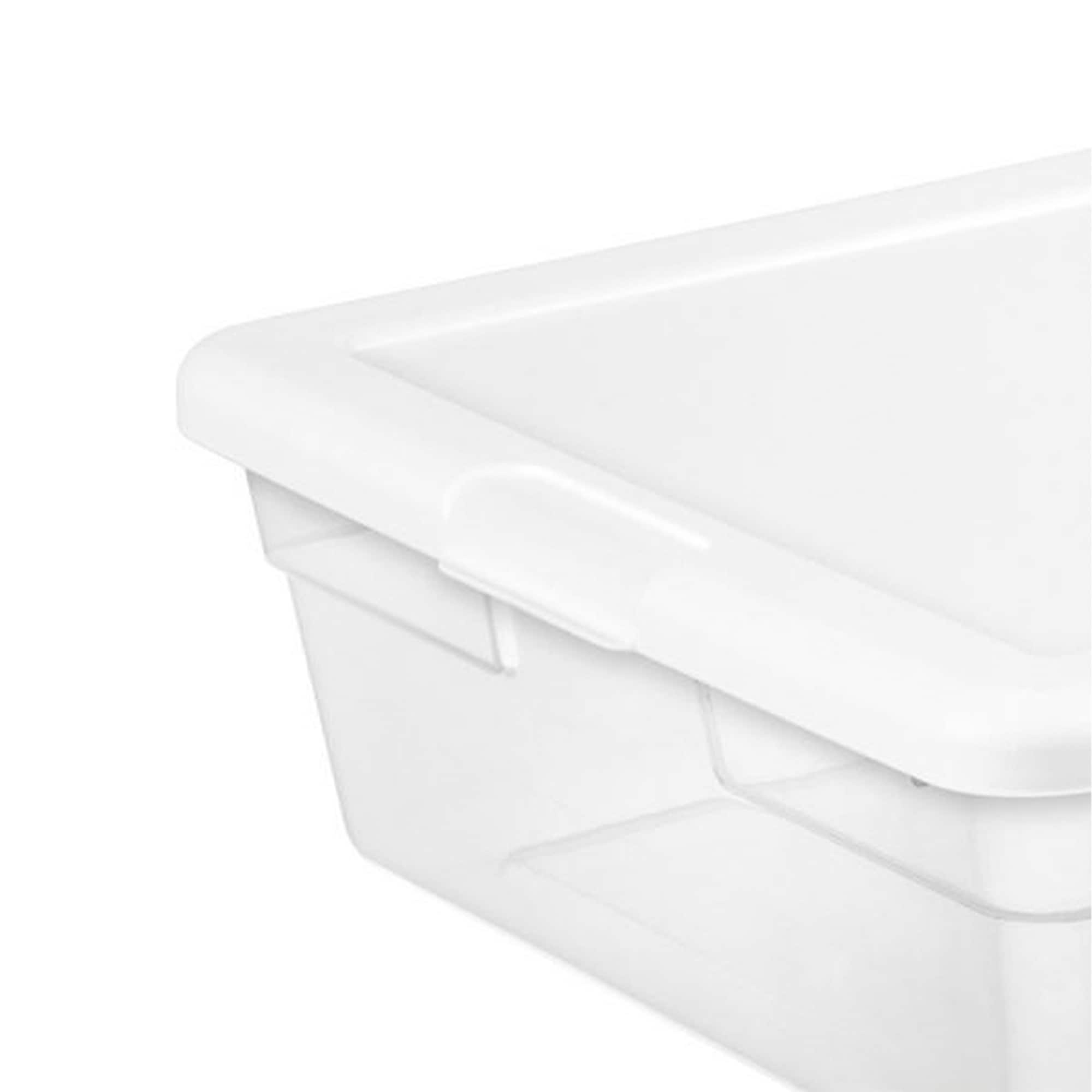 Sterilite 28 Qt. Clear Bin Storage Box Tote Container with White