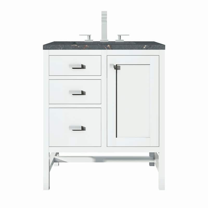 James Martin Vanities E444-V30-3PBL Addison 30" Single Basin Wood - Glossy White