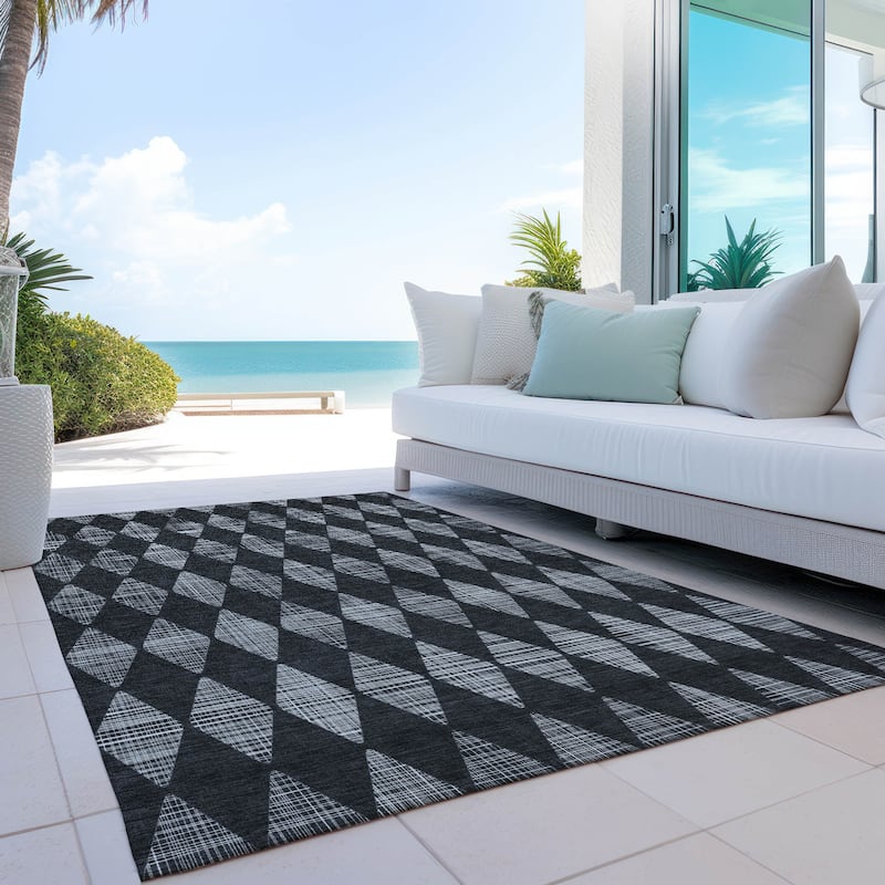 Machine Washable Indoor/ Outdoor Chantille Argyle Rug