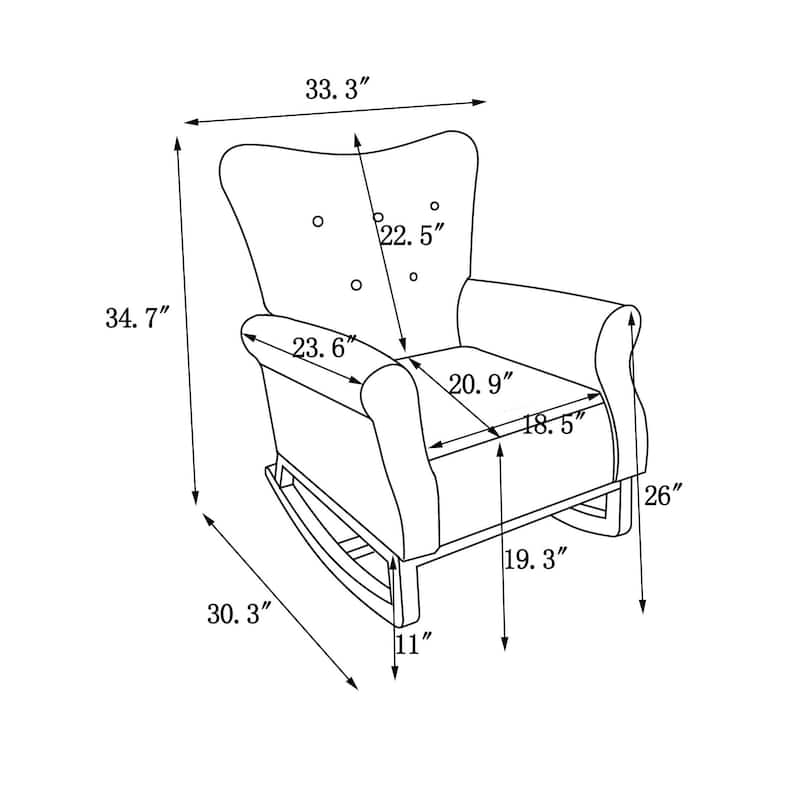 Nursery Rocking Chair Sofa Glider Chair Velvet Upholstered Lounge