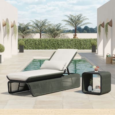 Corvus Corral 2-piece Adjustable Outdoor Wicker Chaise Lounge Set with Sunbrella Cushion