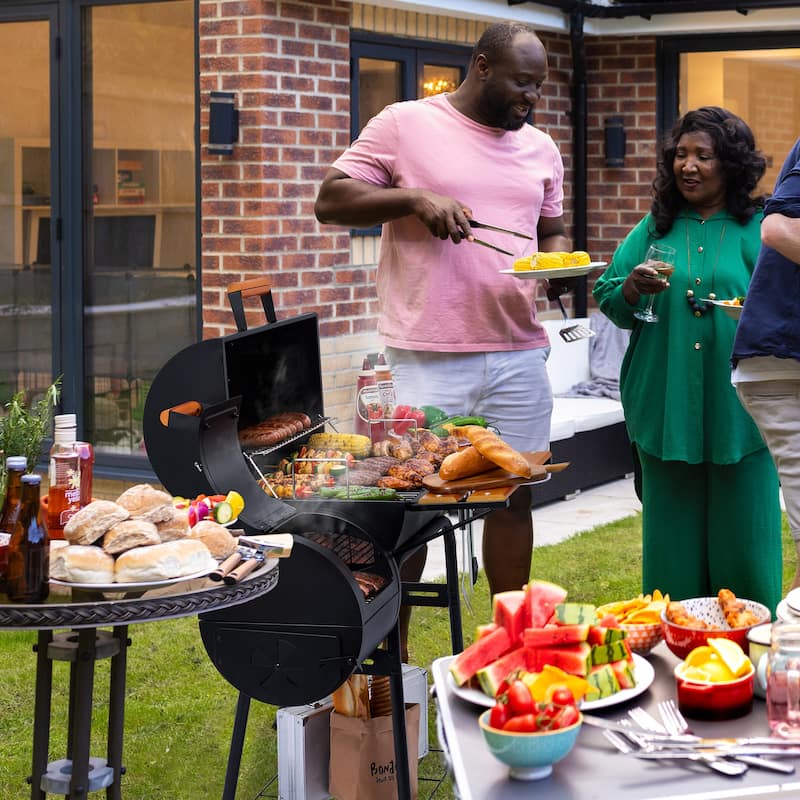 Royal Gourmet CC1624W Barrel Charcoal Grill with Offset Smoker