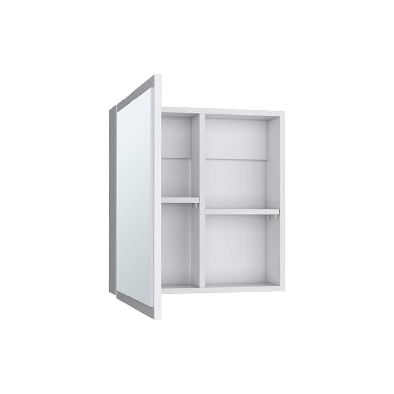 Clayton White Medicine Cabinet for Bathroom with Mirrored Door, Four Shelves, Space-Saving Design