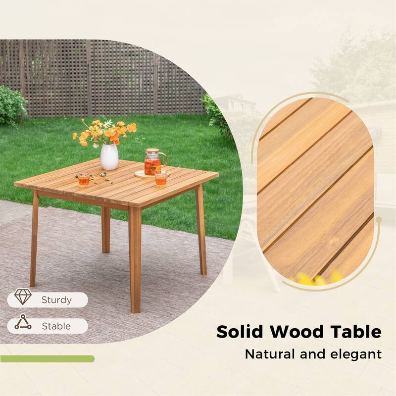 MAISON ARTS 5/7/9-Piece Acacia Wood Outdoor Dining Set, Teak Wooden Table & Dining Chairs with Wicker Seat and Back