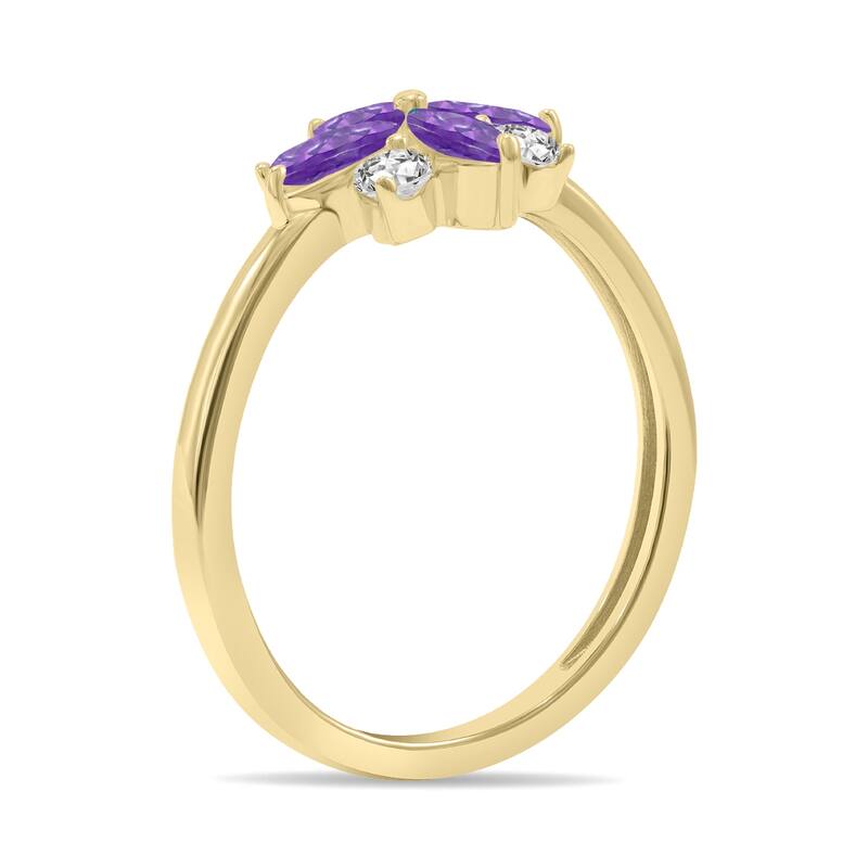 Marquee Jewels 3/4 Carat TW Amethyst and Diamond Flower Ring in 10K Yellow Gold