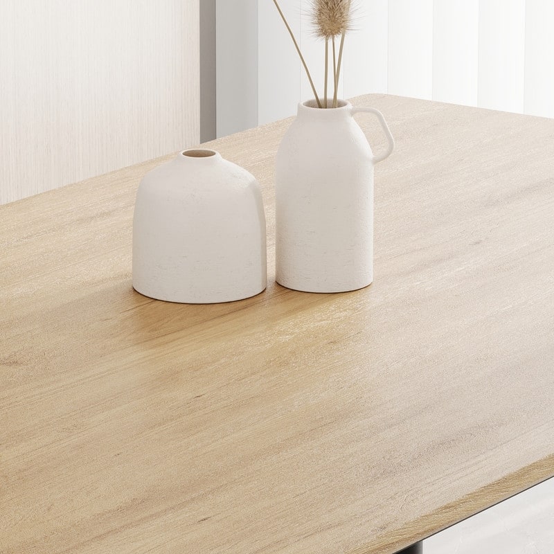 Modern Minimalist Dining Table with Black Metal Legs - Seats 6