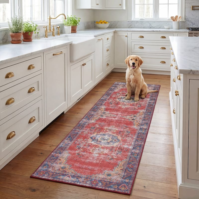 SAFAVIEH Tucson Machine Washable Slip Resistant Khulud Traditional Rug