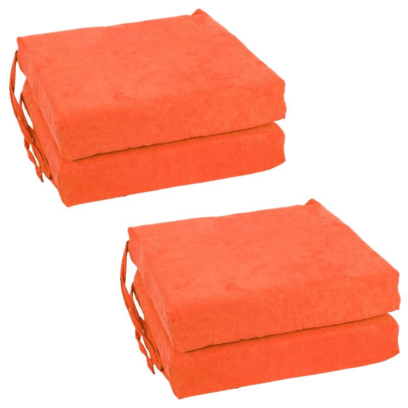 16-inch Square Indoor Microsuede Chair Cushions (Set of 2 or 4) - 16 x 16 - Set of 4 - Tangerine Dream
