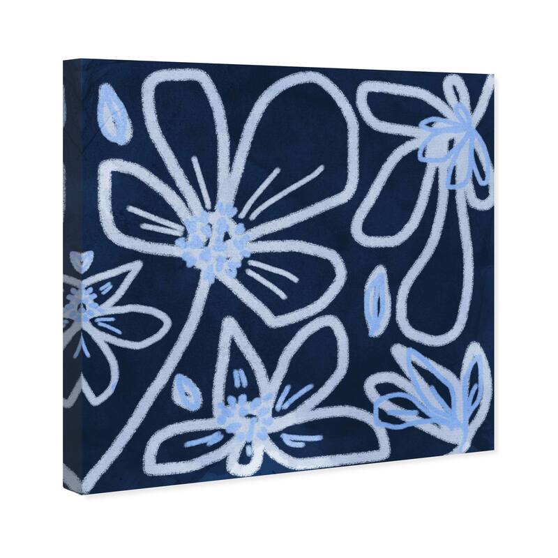 Wynwood Studio Canvas Floral and Botanical Feeling Blue Blue and Dark Blue Wall Art Canvas Print