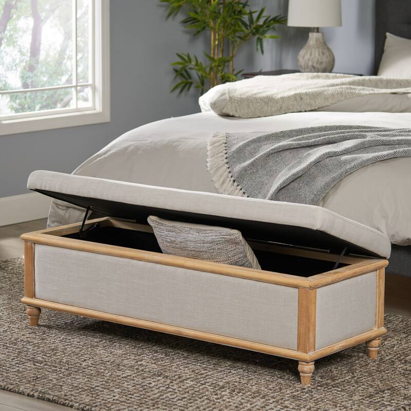 Abilene Fabric Storage Ottoman Bench by Christopher Knight Home