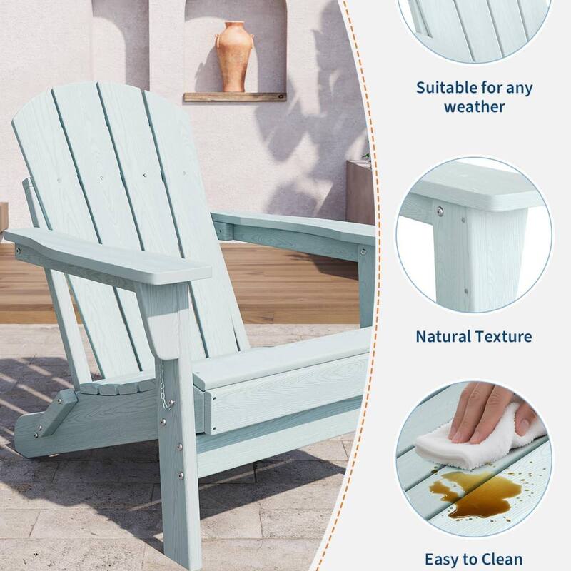 Outdoor Folding Adirondack Chairs, All-Weather Firepit Chair for Patio, Garden, Deck & Lawn - N/A