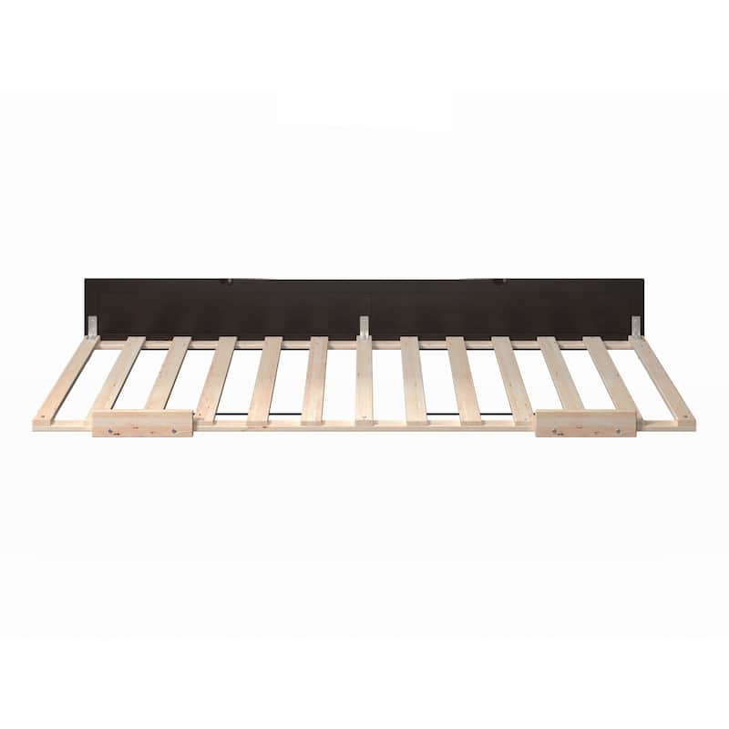 Twin XL Trundle Bed - Contemporary Espresso Bed Frame - Solid Wood - Space Saving Design