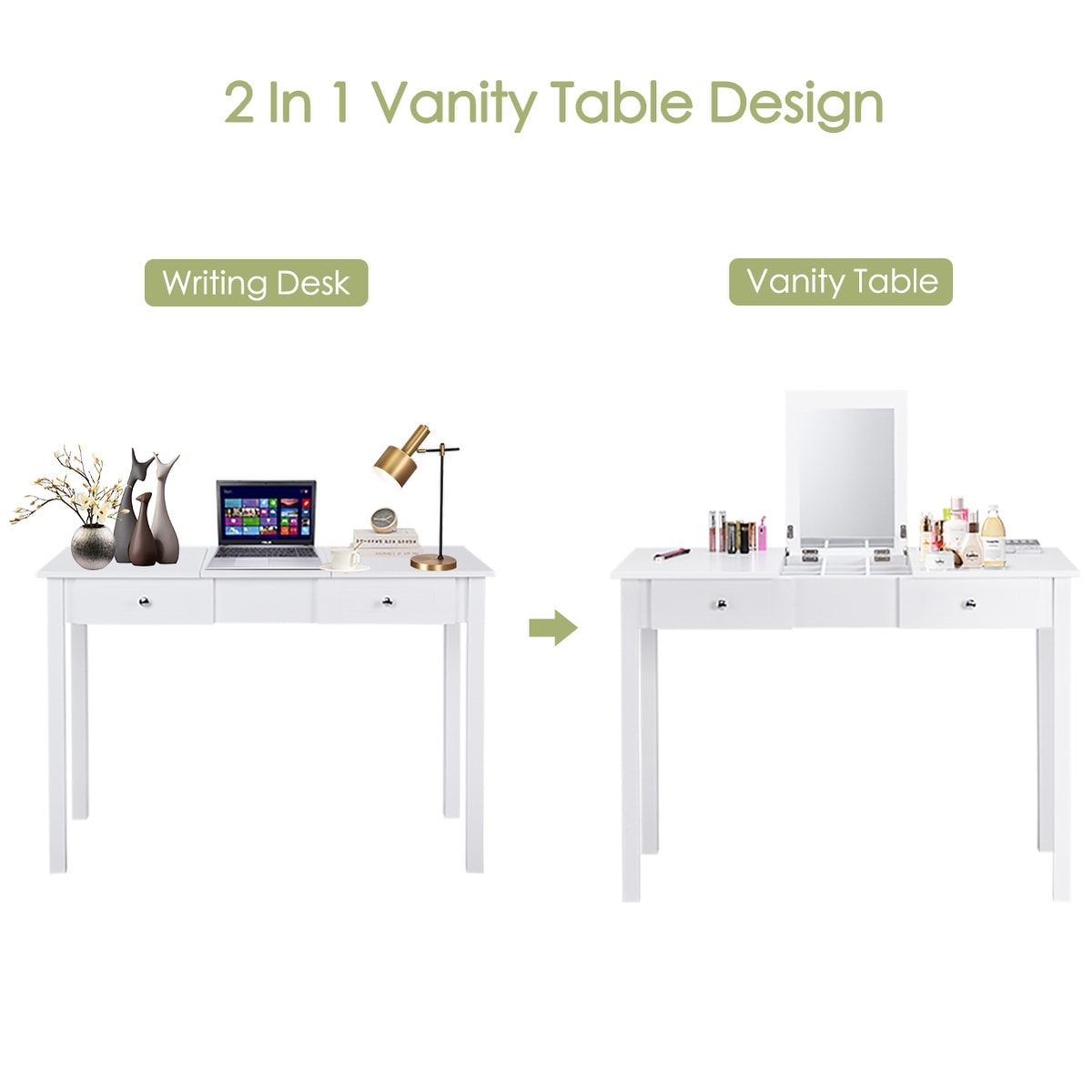 Shop Costway Vanity Table Dressing Table Flip Top Desk Furniture
