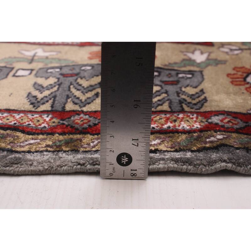 ECARPETGALLERY Hand-knotted Kashmir Grey Silk Rug - 4'10 x 7'0