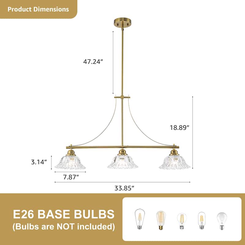 Starsky 3-Light Linear Chandelier With Floral-Inspired Shade