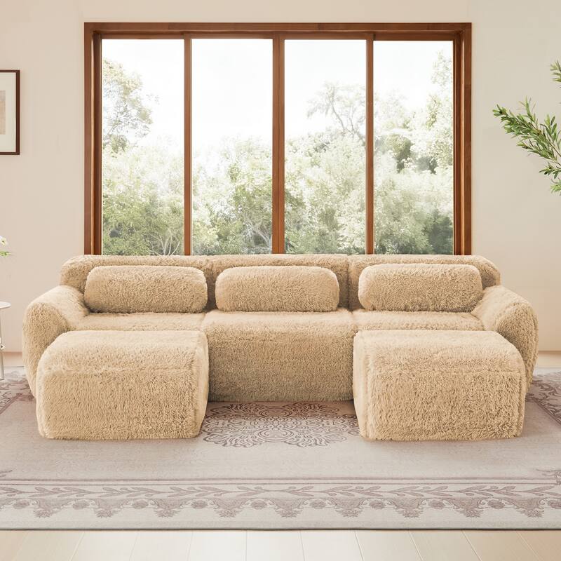 Anmytek Modular Sectional U-Shaped Sofa Deep Seat With Chaise Free Combination Vacuum Packed