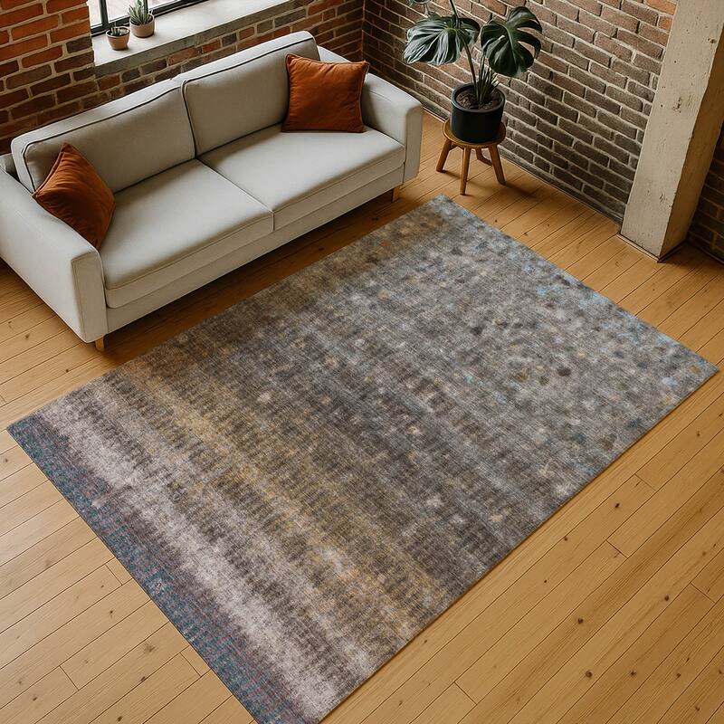 Machine Washable Indoor/ Outdoor Abstract Ombre Chantille Rug