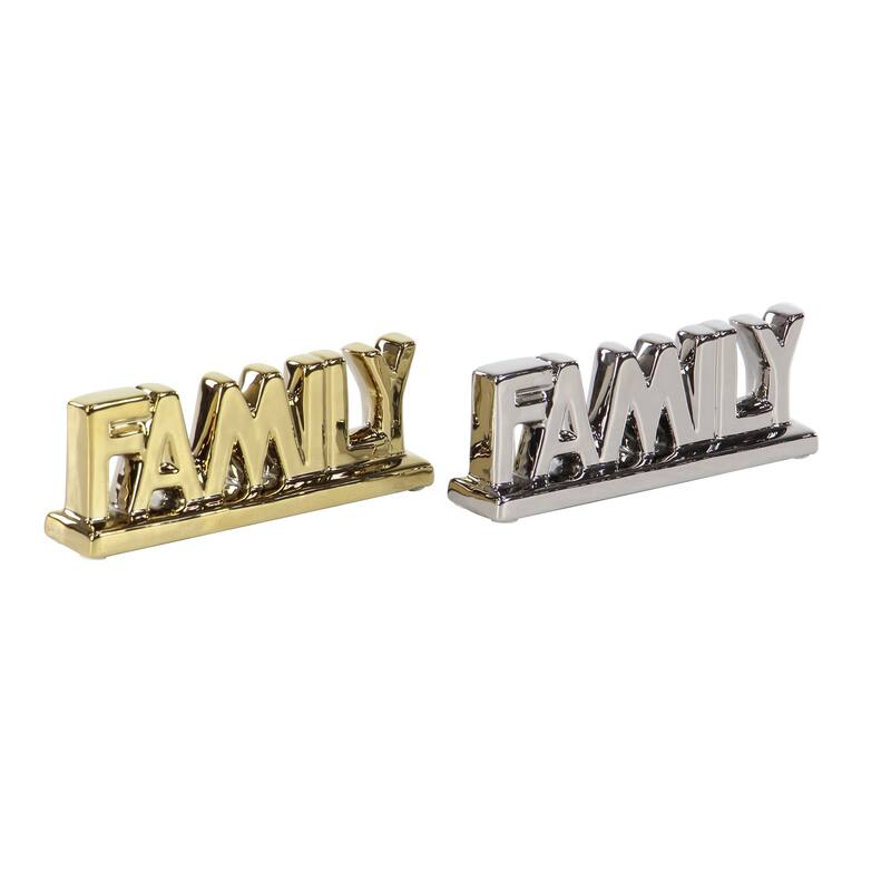 The Novogratz Multi Colored Porcelain Family Decorative Sign (Set of 2) - 8 x 2 x 3