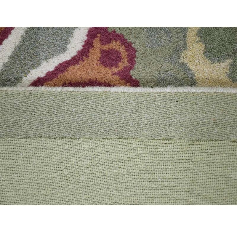 Hand Tufted Wool Area Rug Floral Light Green K03114 5'x7'6'' On