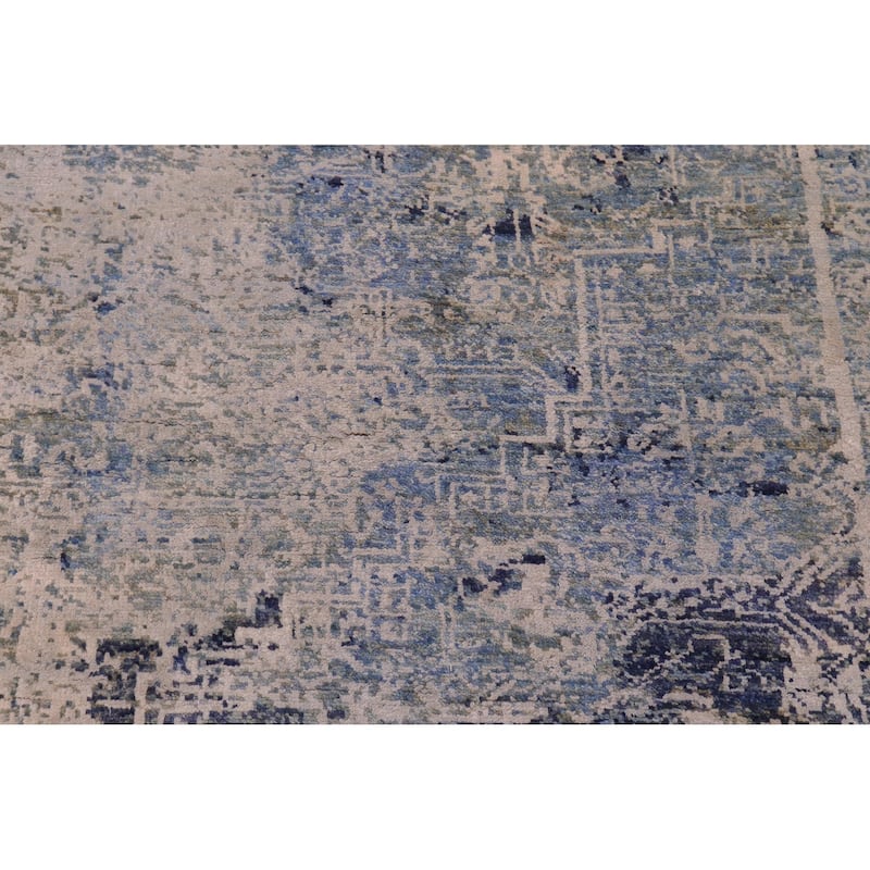 Bohemian Ziegler Terrance Blue Grey Wool&Silk Rug - 8'4'' x 9'9''
