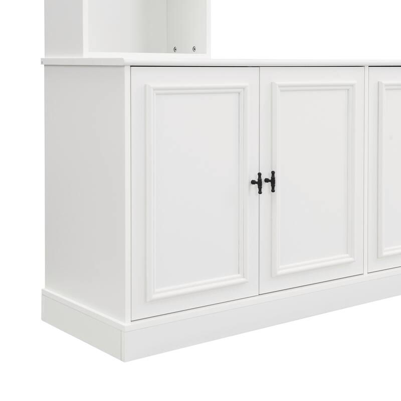 4-Piece Wall Unit Entertainment Center with Bookshelf for TVs Up to 70", Mid-Century Modern 97.4" TV Stand with Adjustable Shelf