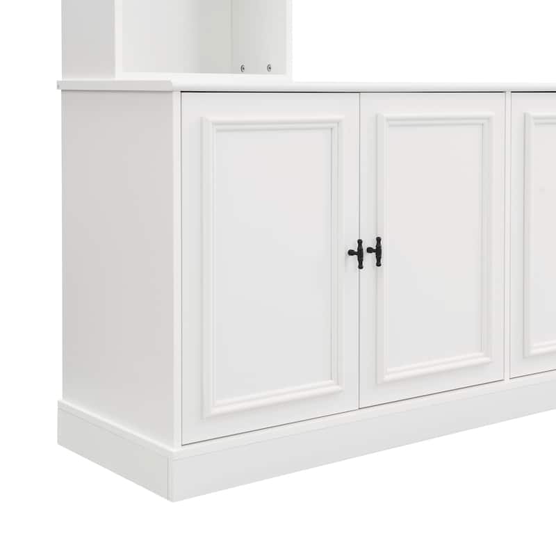 97.4"W 4-Piece Entertainment Wall Unit with Bridge & Bookshelf, Adjustable Shelf - TV Stand for TVs Up to 70"